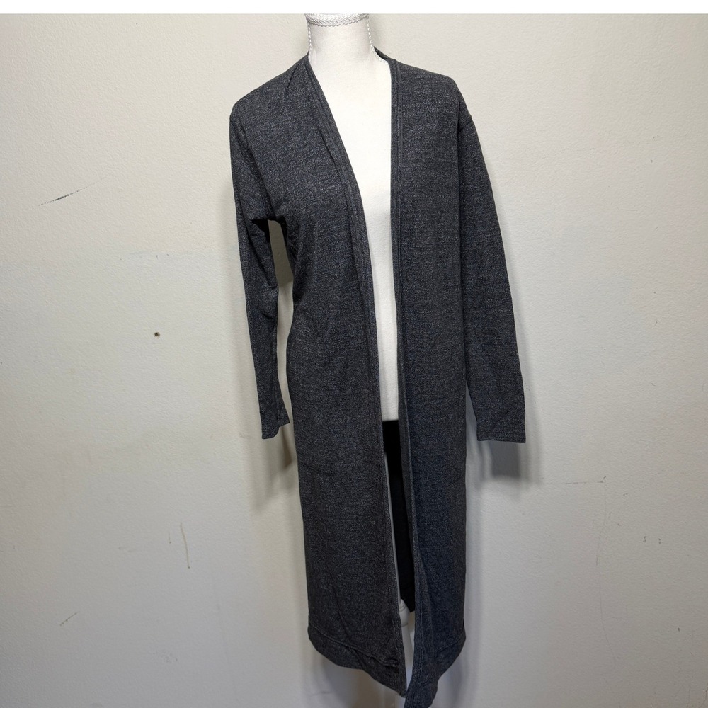 FP Beach Free People Charcoal Grey Marl Duster Cardigan Open Front Long Small - Picture 2 of 11